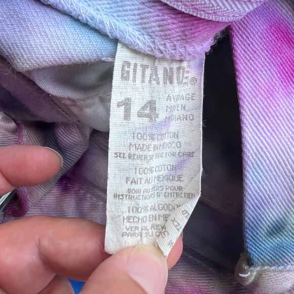 Vintage Gitano 80s high rise tapered mom jeans upcycled ice dyed size 14 - Picture 7 of 8